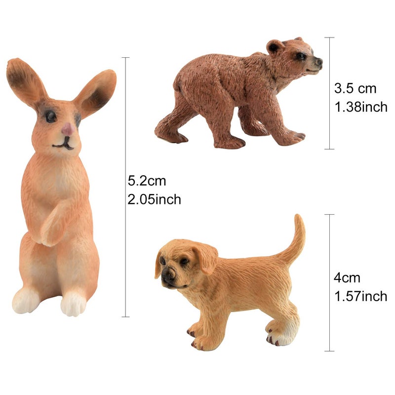 TUPARKA 9Pcs Forest Animals Set, Miniature Figures Woodland Animals Deer Figurine, Dog, Rabbit, Bear Figure Miniature Woodland Cake Toppers - Image 3